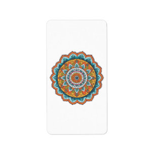 Etiqueta mandala de varios colores