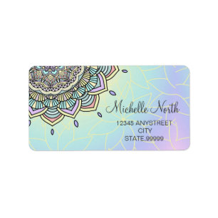 Etiqueta Mandala en colores pastel ID359 del resplandor