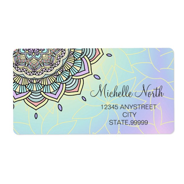 Etiqueta Mandala glow Pastel ID359 (Frente)