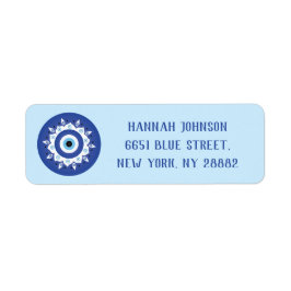 Etiqueta Mandala griega malvado Ojo Azul Blanco