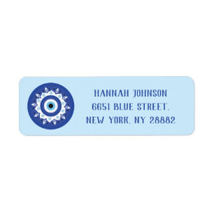 Etiqueta Mandala griega malvado Ojo Azul Blanco