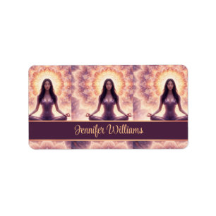 Etiqueta Mandalá Meditación Mujer Nombre Personalizado Bril