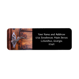 Etiqueta Mango de puerta de época, inmueble de madera envej