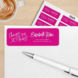 Etiqueta Mano caprichosa rosada de moda, 30 años