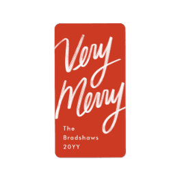 Etiqueta Mano Negrita Letada Muy Feliz Feriado Rojo