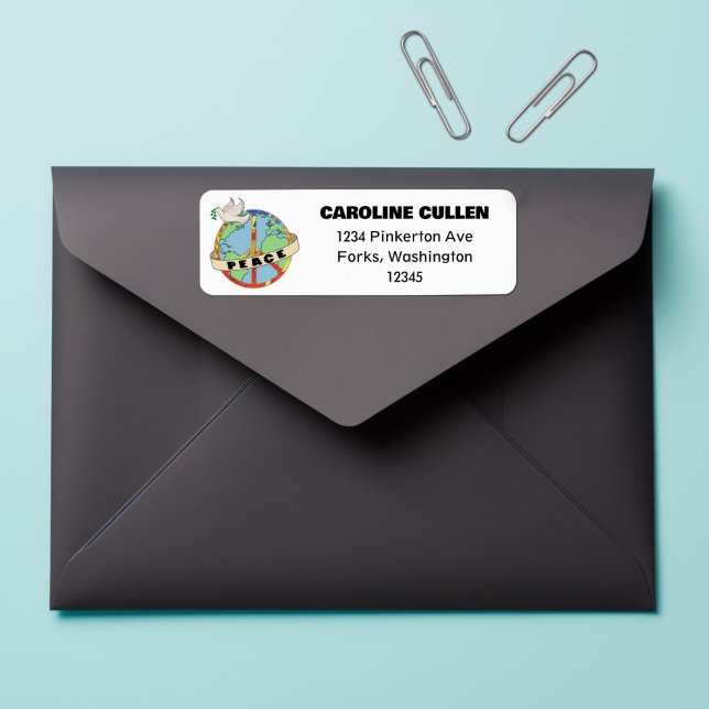 Etiqueta Mano retro colorida dibuja la paz mundial con la p (Subido por el creador)