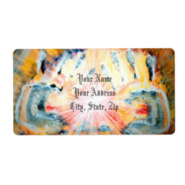 Etiqueta Manos curativas (Frente)