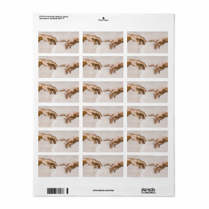 Etiqueta Manos de Dios el Padre y Adán de Miguel Ángel