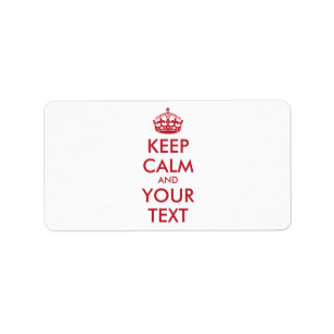 Etiqueta MANTENER CALMA Y TU TEXTO - rojo