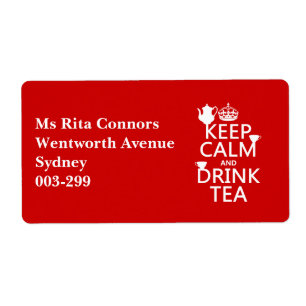 Etiqueta Mantener la calma y beber té - Todos los colores