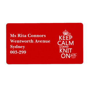 Etiqueta Mantener la calma y el botón Knit On - todos los c