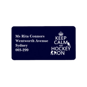 Etiqueta Mantener la calma y el hockey encendidos (en cualq