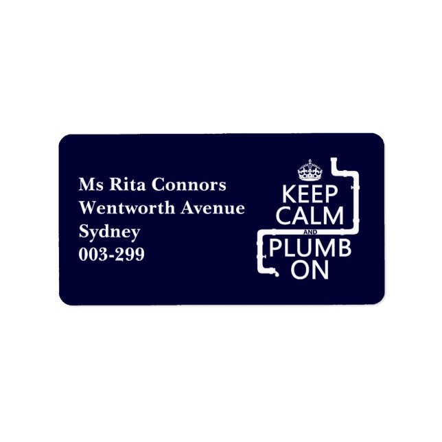 Etiqueta Mantener la calma y el plomo encendidos (plomero/p (Frente)