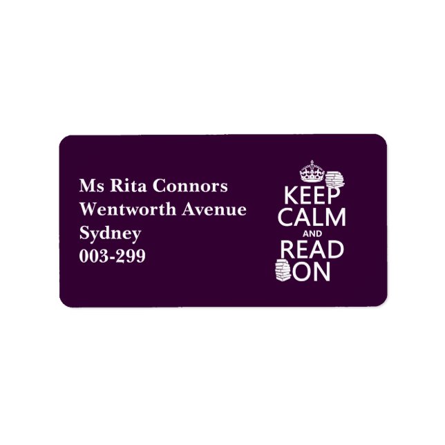 Etiqueta Mantener la calma y leer activado (en cualquier co (Frente)