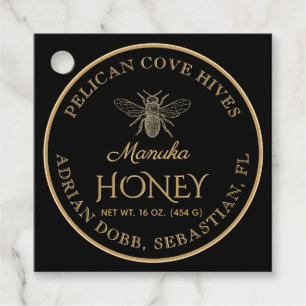 Etiqueta Manuka Honey Black Gold Vintage Bee