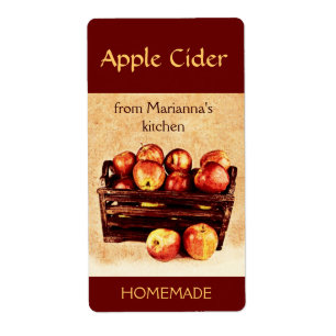 Etiqueta manzanas rojas frescas en una sidra de manzana de