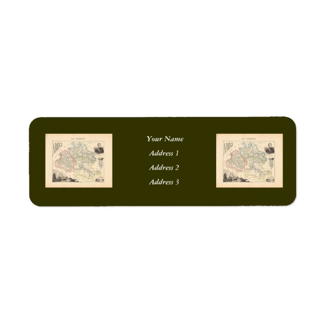 Etiqueta Mapa de Ariege Department, Francia, 1858 (Frente)
