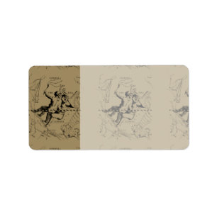 Etiqueta Mapa de constelación de Gemini Hevelius alrededor 