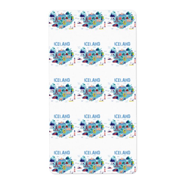 Etiqueta Mapa de Islandia (Frente)