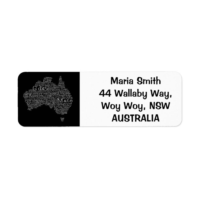 Etiqueta Mapa de jerga de Australia (Frente)