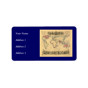 Etiqueta mapa de los 1850's del Imperio británico en el