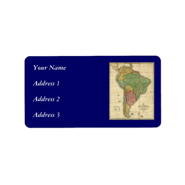 Etiqueta Mapa de Sudamérica de 1826 de Anthony Finley (Frente)