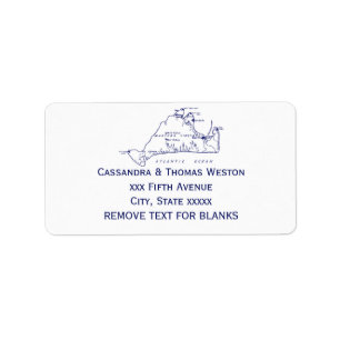 Etiqueta Mapa de vintage de viña de Martha #1 azul de la ma