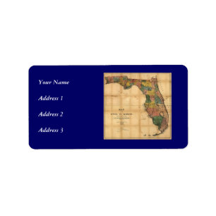 Etiqueta Mapa del estado de Florida de 1856 de Columbus Dre
