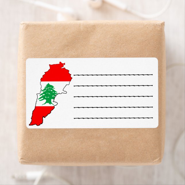Etiqueta Mapa del Líbano con bandera (In situ)
