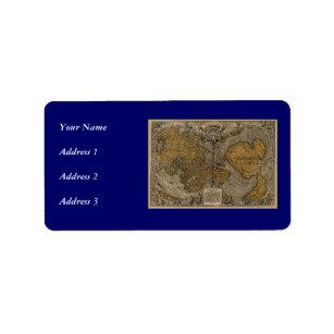 Etiqueta Mapa del mundo antiguo de la obra clásica 1531 por
