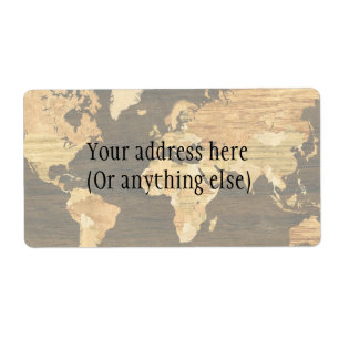 Etiqueta Mapa del mundo de madera