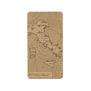 Etiqueta Mapa meteorológico antiguo de Italia, Scilly y Cer