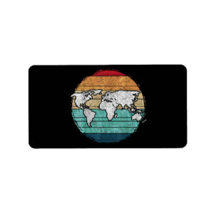 Etiqueta Mapa Mundial Retro