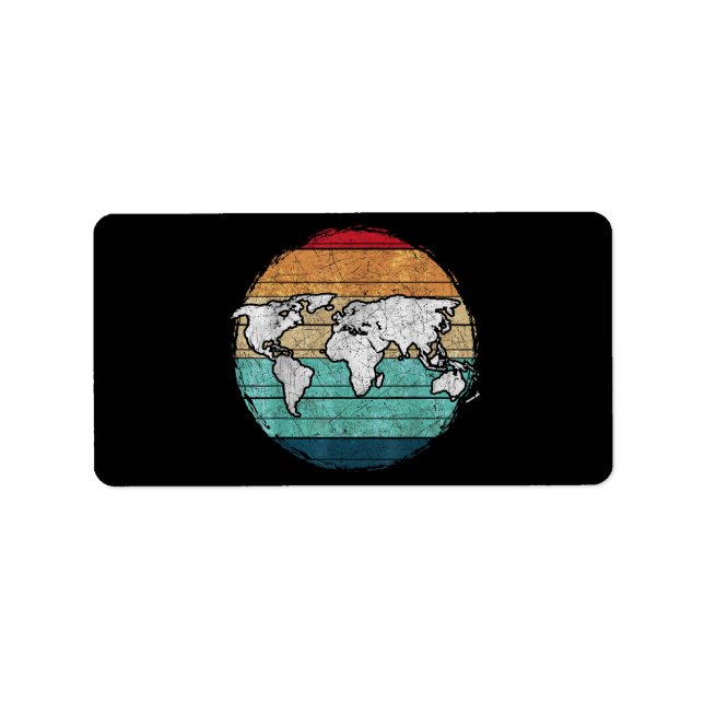 Etiqueta Mapa Mundial Retro (Frente)