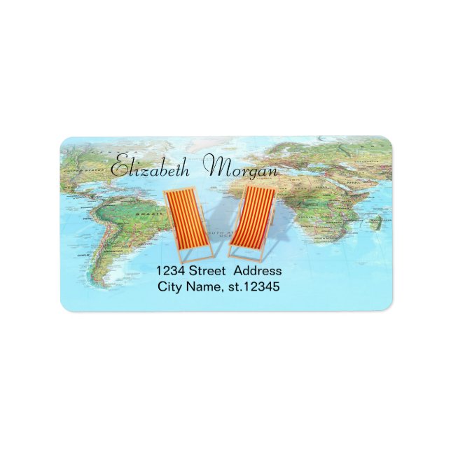 Etiqueta Mapa mundial, sillas (Frente)