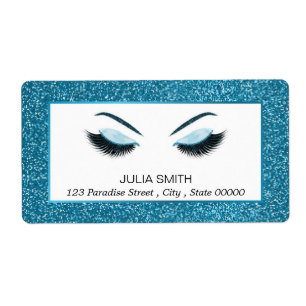 Etiqueta Maquillaje con efecto purpurina