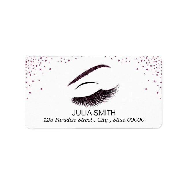 Etiqueta Maquillaje con efecto purpurina (Frente)