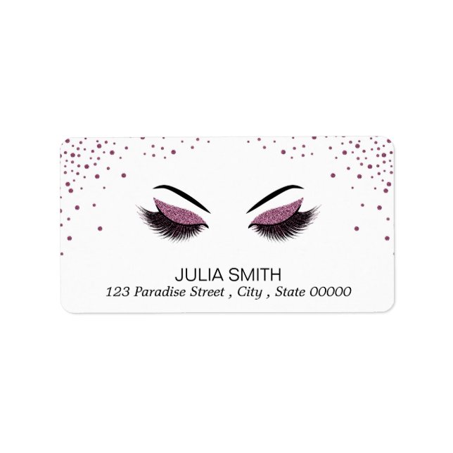 Etiqueta Maquillaje con efecto purpurina (Frente)