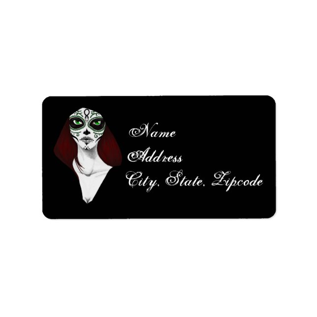 Etiqueta Maquillaje de Calavera de Azúcar (Frente)