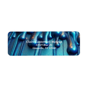 Etiqueta Maquillaje Glam Brillante Azul Goteante