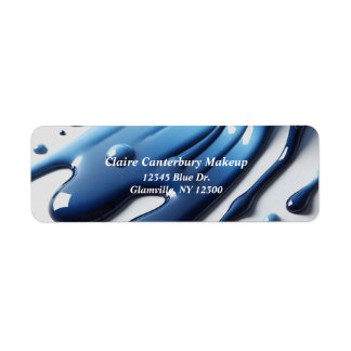 Etiqueta Maquillaje Líquido Azul que Gotea Glamour