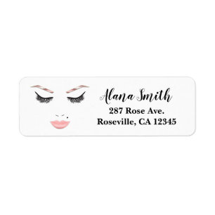 Etiqueta Maquillaje Rosa Dorado Cara Cejas Labios Belleza G