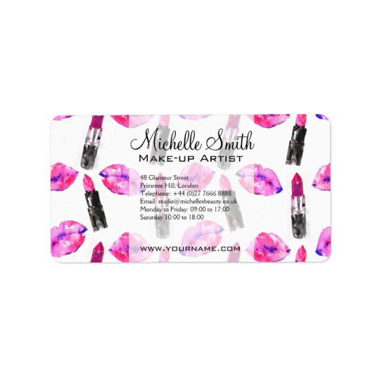 Etiqueta Maquillaje rosado del modelo del lápiz labial de