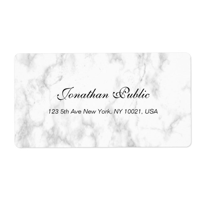 Etiqueta Marble Blanco Script Luxury Professional Shipping (Frente)