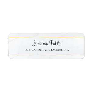 Etiqueta Marble Faux Gold manuscrito personalizado