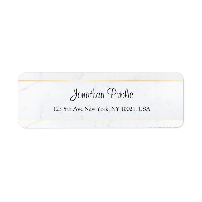 Etiqueta Marble Faux Gold manuscrito personalizado (Frente)