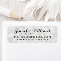 Marble Look Faux Gold Accents Return Address Label