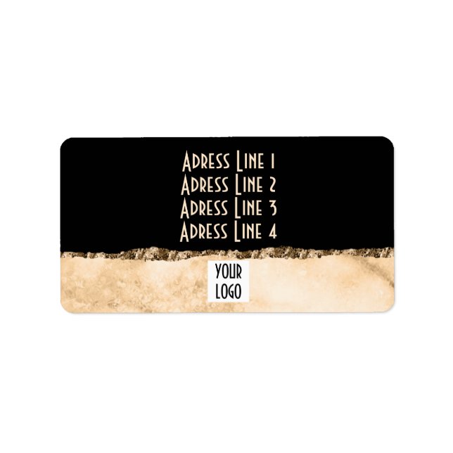Etiqueta Marble lujo elegante oro moderno dirección de reto (Frente)