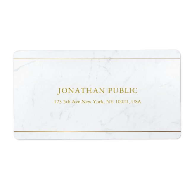 Etiqueta Marble Profesional Gold Textos Diseño sencillo (Frente)