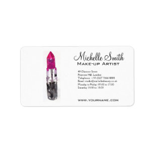 Etiqueta Marca de maquillaje de lápiz labial rosa color agu